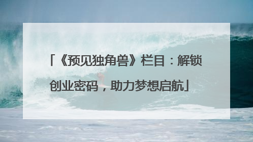 《预见独角兽》栏目：解锁创业密码，助力梦想启航