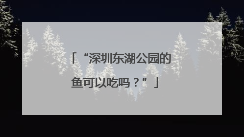 “深圳东湖公园的鱼可以吃吗？”