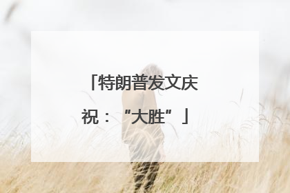 特朗普发文庆祝：“大胜”