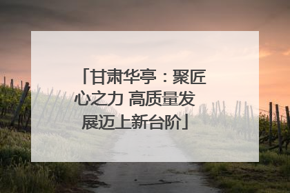 甘肃华亭：聚匠心之力 高质量发展迈上新台阶