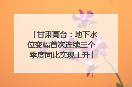 甘肃高台：地下水位变幅首次连续三个季度同比实现上升