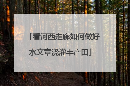 看河西走廊如何做好水文章浇灌丰产田