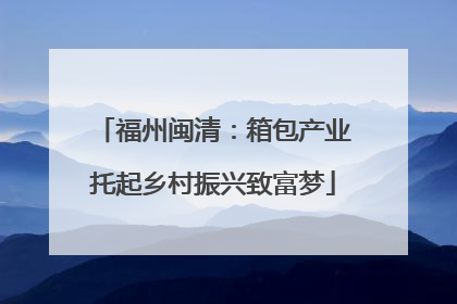 福州闽清：箱包产业托起乡村振兴致富梦