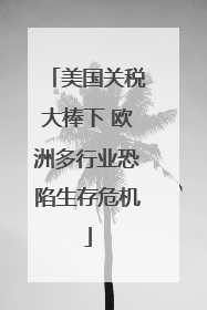 美国关税大棒下 欧洲多行业恐陷生存危机