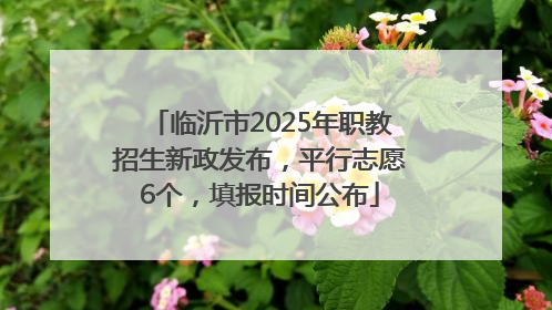 临沂市2025年职教招生新政发布，平行志愿6个，填报时间公布