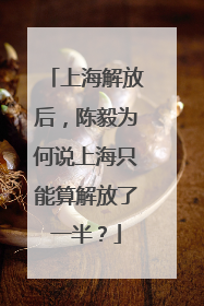 上海解放后，陈毅为何说上海只能算解放了一半？