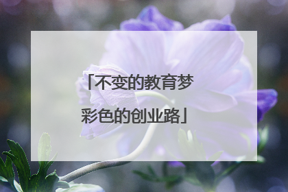不变的教育梦 彩色的创业路