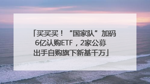 买买买！“国家队”加码6亿认购ETF，2家公募出手自购旗下新基千万