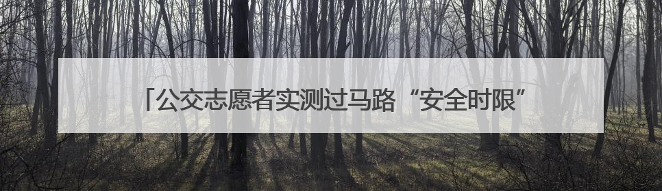 公交志愿者实测过马路“安全时限”：信号灯剩“车道-1秒”请止步