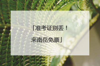 准考证别丢！来南岳免票