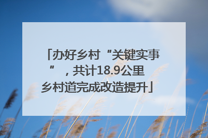 办好乡村“关键实事”，共计18.9公里乡村道完成改造提升