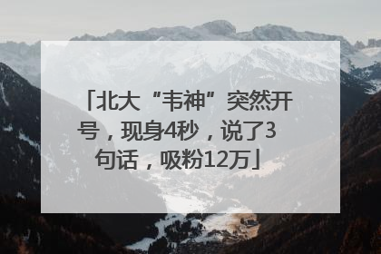 北大“韦神”突然开号，现身4秒，说了3句话，吸粉12万