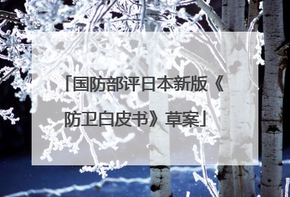 国防部评日本新版《防卫白皮书》草案