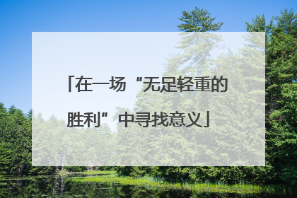 在一场“无足轻重的胜利”中寻找意义