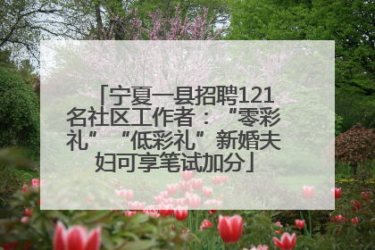 宁夏一县招聘121名社区工作者：“零彩礼”“低彩礼”新婚夫妇可享笔试加分