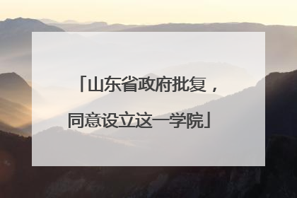 山东省政府批复，同意设立这一学院