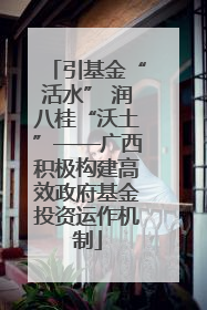 引基金“活水” 润八桂“沃土”——广西积极构建高效政府基金投资运作机制