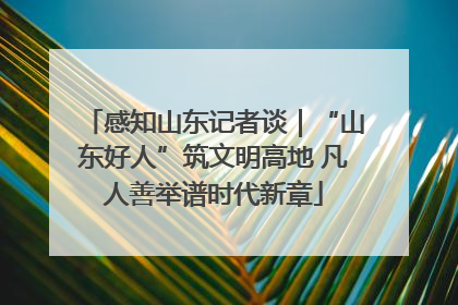 感知山东记者谈｜“山东好人”筑文明高地 凡人善举谱时代新章