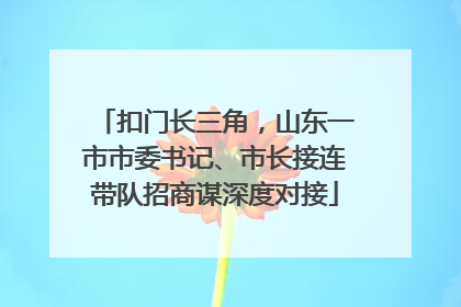 扣门长三角，山东一市市委书记、市长接连带队招商谋深度对接