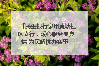 民生银行泉州黄塘社区支行：暖心服务显真情 为民解忧办实事