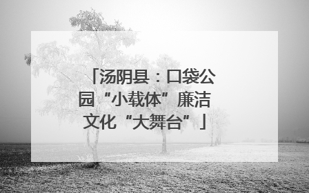 汤阴县：口袋公园“小载体”廉洁文化“大舞台”