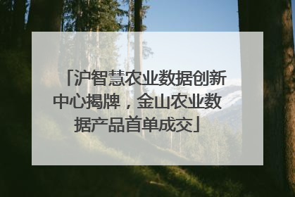 沪智慧农业数据创新中心揭牌，金山农业数据产品首单成交