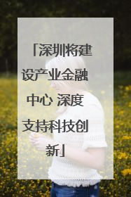深圳将建设产业金融中心 深度支持科技创新
