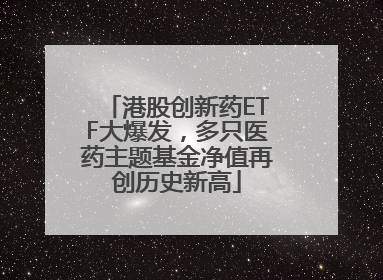 港股创新药ETF大爆发，多只医药主题基金净值再创历史新高