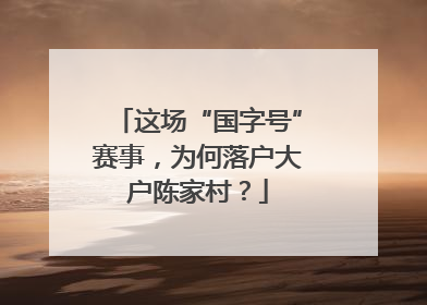 这场“国字号”赛事，为何落户大户陈家村？