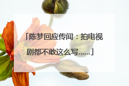 陈梦回应传闻：拍电视剧都不敢这么写……