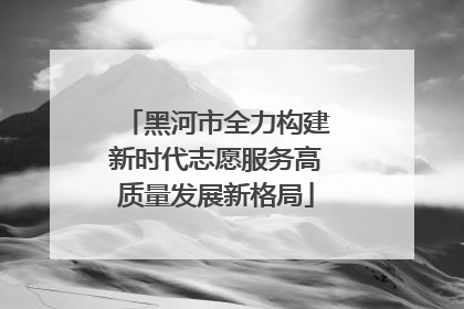黑河市全力构建新时代志愿服务高质量发展新格局
