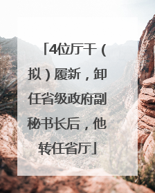 4位厅干（拟）履新，卸任省级政府副秘书长后，他转任省厅