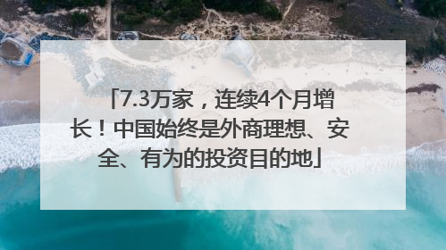 7.3万家，连续4个月增长！中国始终是外商理想、安全、有为的投资目的地